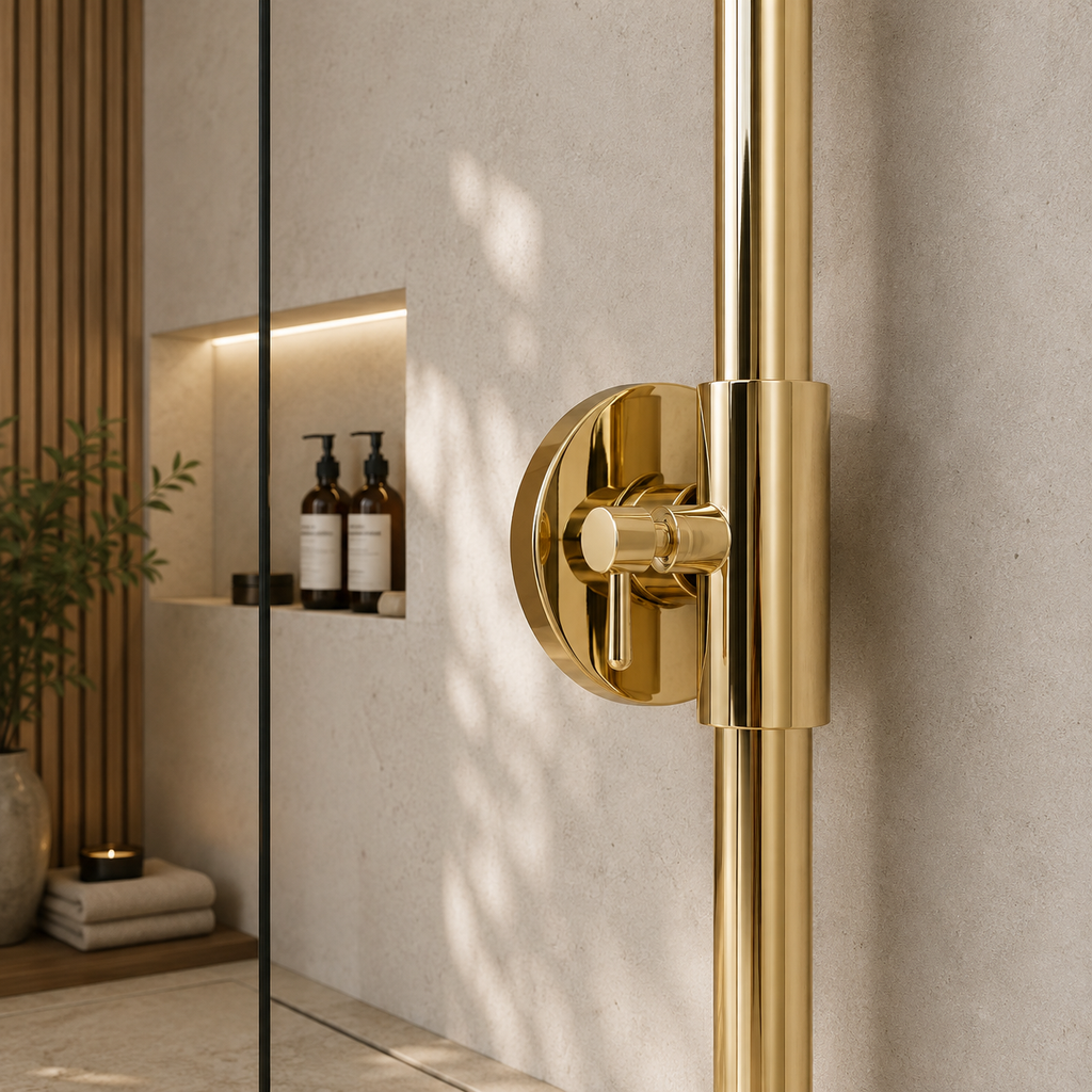 Goldene Thermostat-Duschsäule