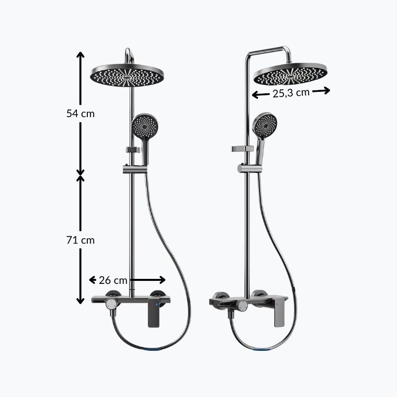 Gebürstete Aluminium-Duschsäule, 3-Wege-Multistrahl