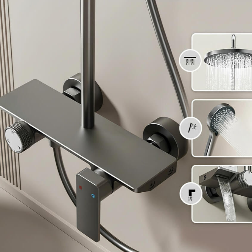 Gebürstete Aluminium-Duschsäule, 3-Wege-Multistrahl