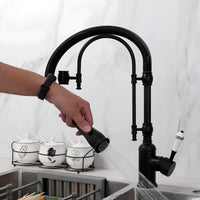Messing-Küchenhahn, Auszugsbrause, Flexible Feder