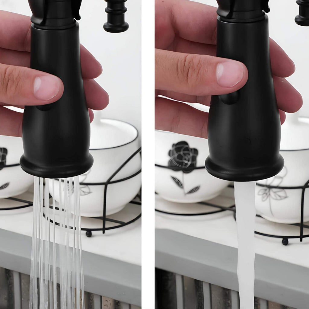 Messing-Küchenhahn, Auszugsbrause, Flexible Feder
