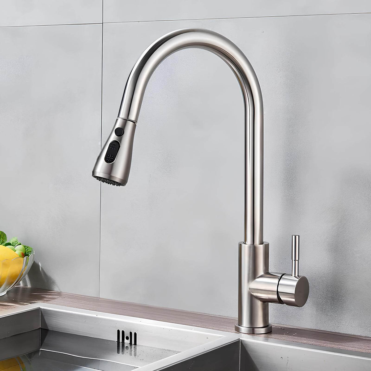 Messing-Küchenhahn, Auszugsbrause, 2 Strahlen