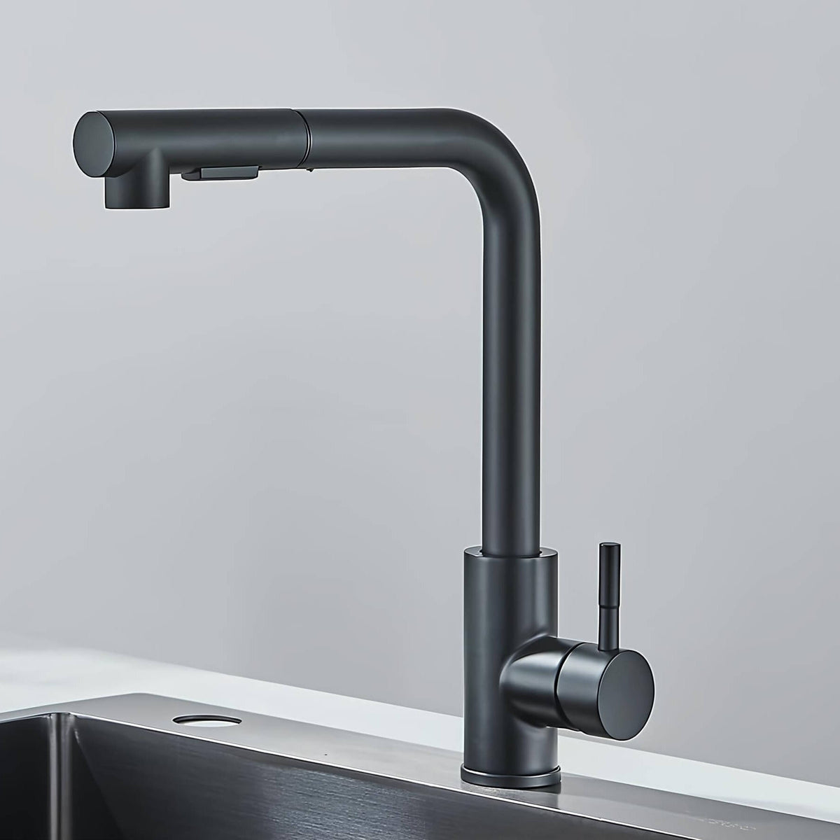 Einziehbarer Brausehahn, Schwarz