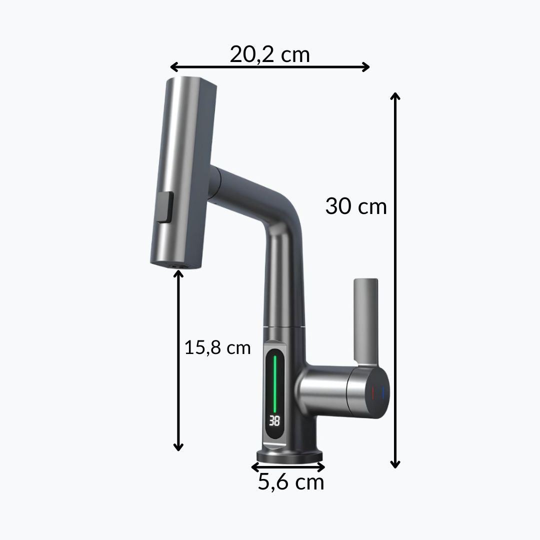 Digitaler Kaskaden-Küchenhahn, Edelstahl