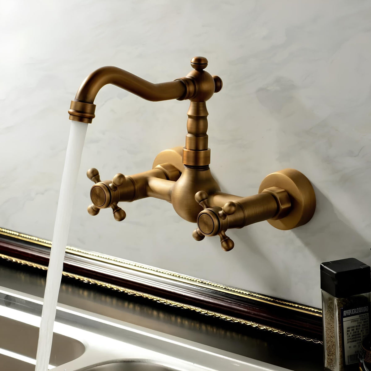 Retro Wand-Spülenhahn, Bronze