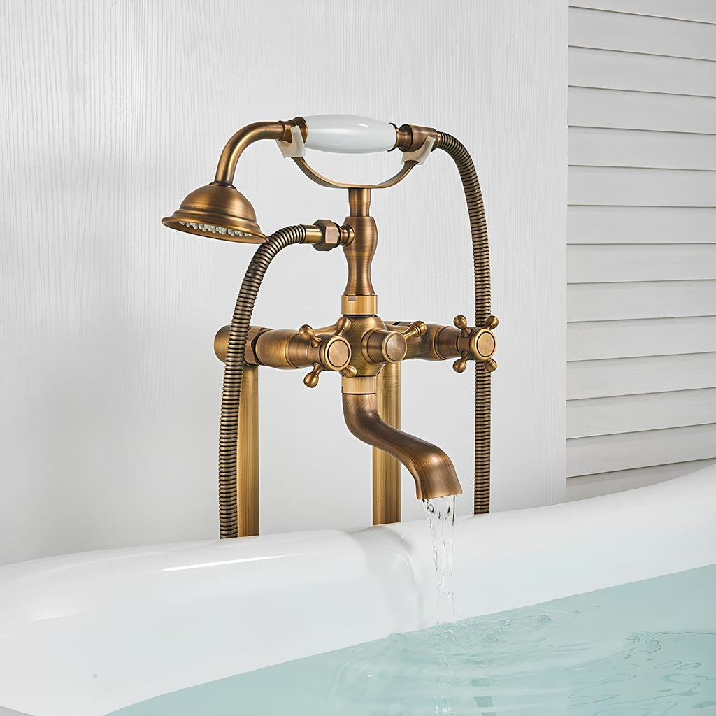 Freistehende Retro-Badewannenarmatur, Antikbronze