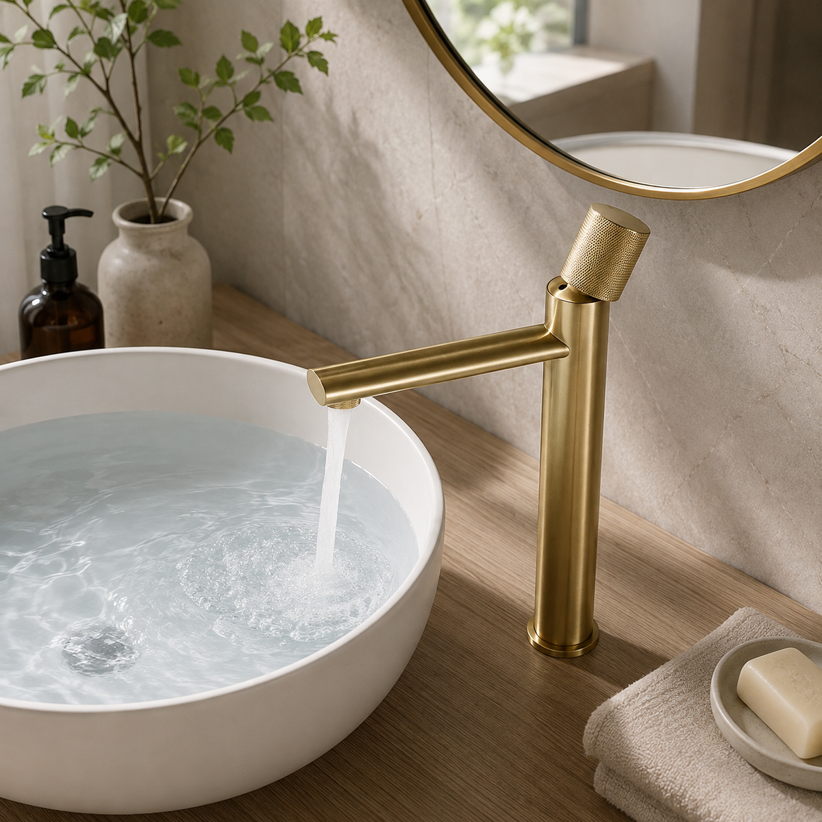 Einloch-Wasserhahn, Massivmessing